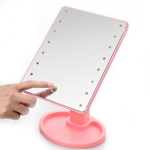 Косметическое зеркало Large 22 с LED подсветкой Pink (kz027-hbr)