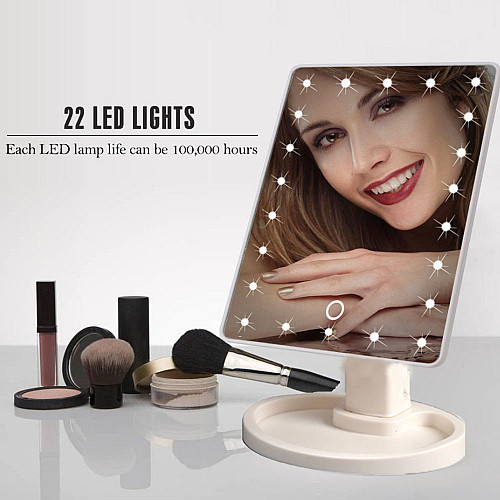Косметическое зеркало Large 22 с LED подсветкой White (kz024-hbr)