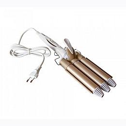 Плойка-хвиля потрійна Rozia HR 722 для укладання волосся Gold (kz039-hbr)