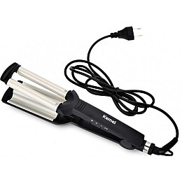 Потрійні щипці плойка для укладання волосся Kemei KM 2022 Чорний