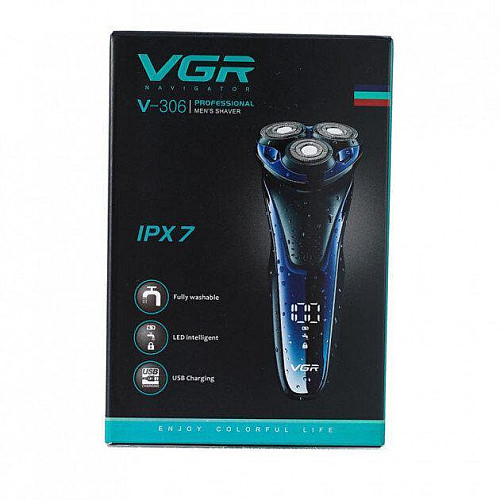 Электробритва безпроводная VGR V-306 триммер для бороды Black Blue (kz192-hbr)
