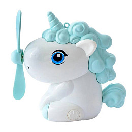 Міні-вентилятор для охолодження повітря FunnyFan Mini Unicorn Єдиноріг портативний з живленням від USB Голубий