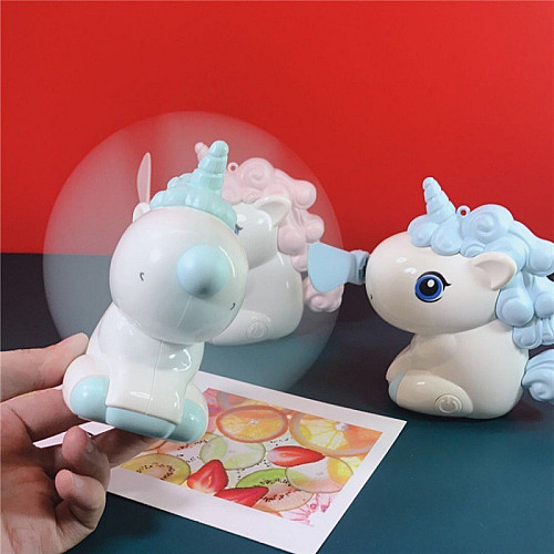 Мини-вентилятор для охлаждения воздуха FunnyFan Mini Unicorn Единорог портативный с питанием от USB Голубой