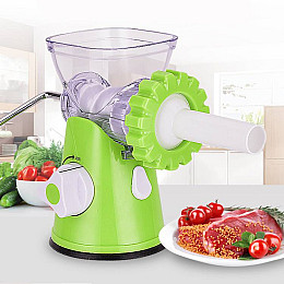Ручная мясорубка механическая мультифункциональная 4в1 Meat Grinder UKC MG706 с насадкой для сосисок Зеленая