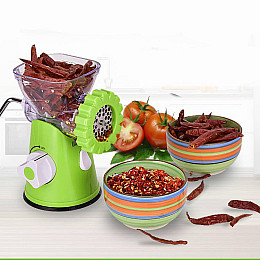 Ручная мясорубка механическая мультифункциональная 4в1 Meat Grinder UKC MG706 с насадкой для сосисок Зеленая