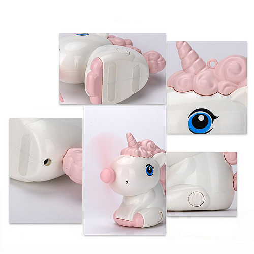 Мини-вентилятор для охлаждения воздуха FunnyFan Mini Unicorn Единорог портативный с питанием от USB Розовый