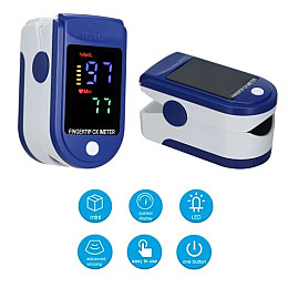 Пульсоксиметр електронний на палець Healer Oximeter 5309 LED пульсоксиметр+Батарейки+Чорний спортивний годинник
