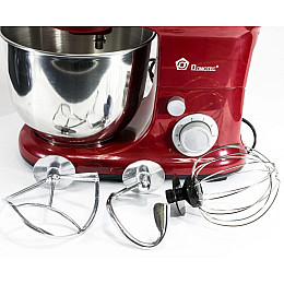 Кухонний комбайн міксер-тестоміс зі знімною нержавіючою чашею 5л з трьома насадками Domotec MS-1367 1500W