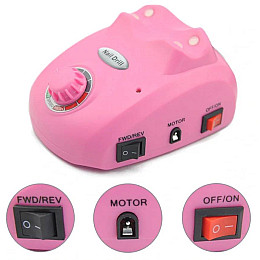 Фрезер-машинка для маникюра и педикюра с педалью Beauty nail 9-1 DM-208 коррекции искусственных ногтей 6 насадок 25 т об/мин Розовая