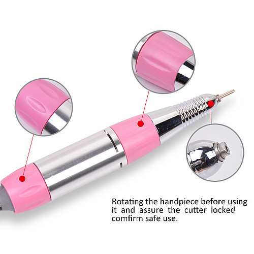 Фрезер-машинка для маникюра и педикюра с педалью Beauty nail 9-1 DM-208 коррекции искусственных ногтей 6 насадок 25 т об/мин Розовая