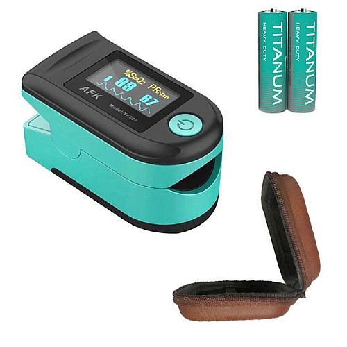 Пульсоксиметр AFK YK009 Green + Кейс ProZone Universal-EVA-CASE (85х85х40) Premium Коричневый
