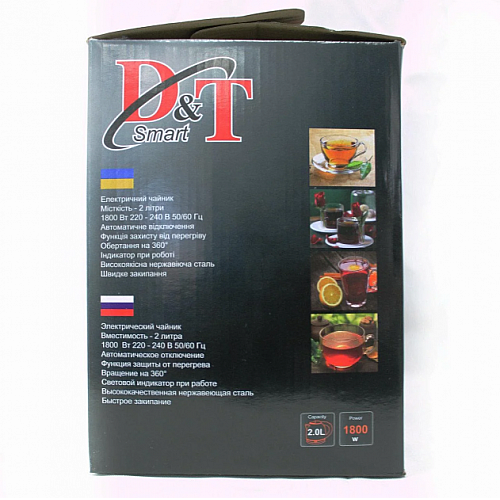 Электрочайник дисковый D&T DT-803 1800W 2 л Silver