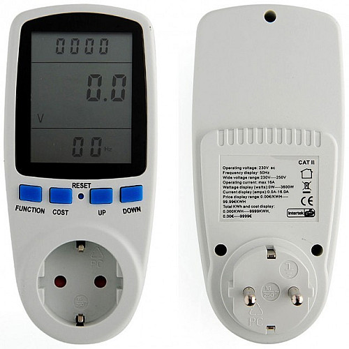 Ваттметр энергометр с подсветкой Sinotimer CAT II PP-3454 3680W/16А Белый