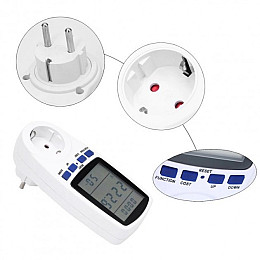 Ваттметр енергометр з підсвічуванням Sinotimer CAT II PP-3454 3680W/16А Білий