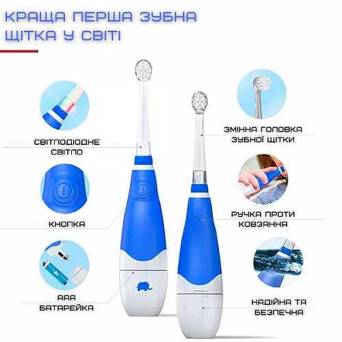 Детская электрическая зубная щетка Seago Звуковая с LED Подсветкой и Таймером SG902 Синяя (483)