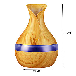 Увлажнитель воздуха аромалампа 2Life с LED подсветкой и пультом 300 мл светлое дерево (n-9687)