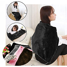 Плед шаль одеяло с подогревом Lesko 100*65 Black usb от повербанка