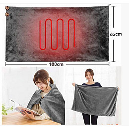 Плед шаль одеяло с подогревом Lesko 100*65 Gray