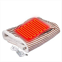 Плед шаль одеяло Lesko з підігрівом від USB від повербанку 105*65 см Коричневий