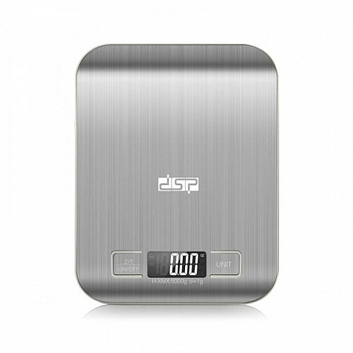 Весы кухонные электронные DSP KD7012 металлические + батарейки 5 кг Серый