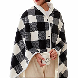 Электрическая шаль плед с подогревом Lesko Usb 140х80 см Black + White (10419-54899)