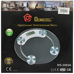 Ваги підлогові скляні (круглі) Domotec MS-2003A на 180 кг з термометром (3_01284)