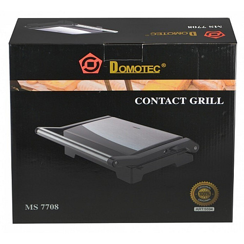 Контактный гриль электрический Domotec MS-7708 с антипригарным покрытием 1000W (2_011386)