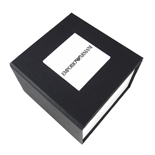 Подарункова упаковка - коробка для годинника Emporio Armani чорний з білим (IBW108-6)