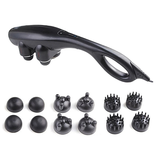 Ручний масажер для м'язів RIAS Quad Action Percussion 12в1 Black (3_01222)