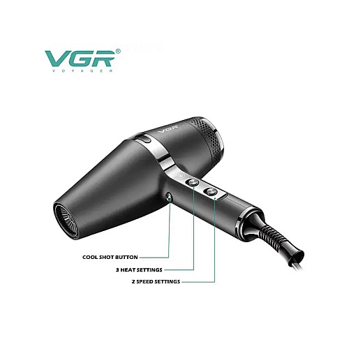 Профессиональный фен для сушки и укладки волос с ионизацией VGR V-451 2200W 3 насадки