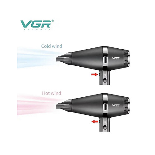 Профессиональный фен для сушки и укладки волос с ионизацией VGR V-451 2200W 3 насадки