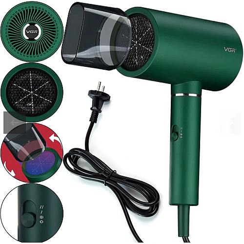 Профессиональный фен для сушки и укладки волос VGR V-431 1800W Green
