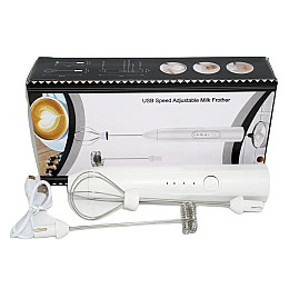 Пеновзбиватель ручной RIAS USB Speed Adjustable Milk Frother 2 насадки White (3_02732)