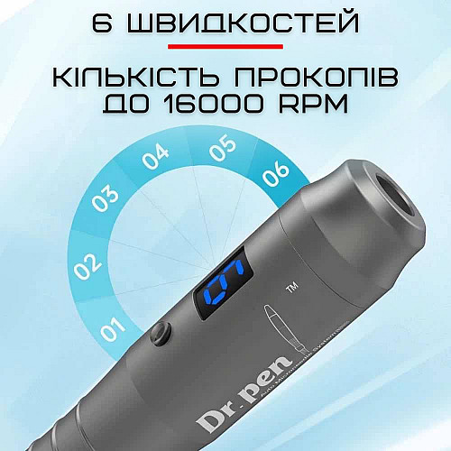 Беспроводной Дермапен Dr. Pen 6 Режимов Дермаштамп Электрический На Аккумуляторе М8 Серый (684)