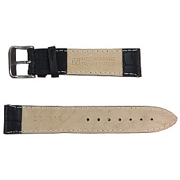 Ремешок для часов кожаный под крокодила Mykhail Ikhtyar ширина 24 мм Черный (S24-618S black)