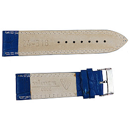 Кожаный ремешок для часов под крокодила Mykhail Ikhtyar ширина 24 мм Синий (S24-319S blue)