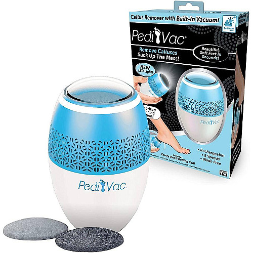 Пристрій для педикюру (електрична пемза) Pedi Vac зі змінними насадками White-Blue (3_03451)