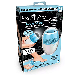 Пристрій для педикюру (електрична пемза) Pedi Vac зі змінними насадками White-Blue (3_03451)