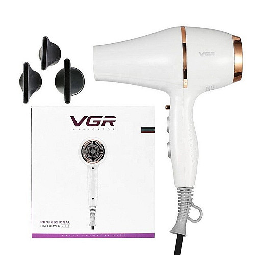 Фен для волос VGR V-414 3 насадки 2200W White (3_03491)
