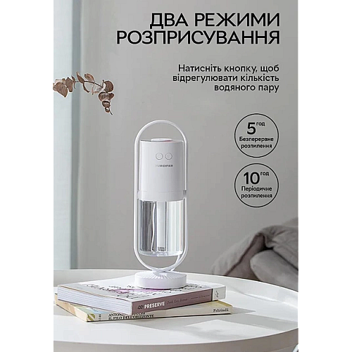 Зволожувач повітря портативний Humidifier з іонізацією аромадифузор електричний Білий (STB-J1240)