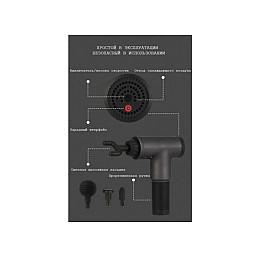 Портативний ручний масажер-пістолет для тіла з насадками Fascial Gun KH-320