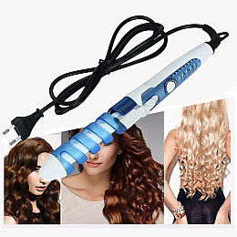 Плойка для укладки волос спіральна Nova 5377 Білий Синій (10966-hbr)