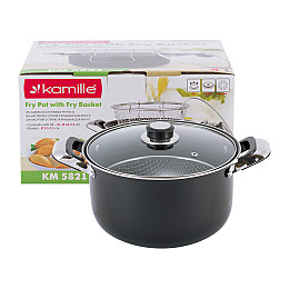 Кухонна фритюрниця з кришкою з вуглецевої сталі 4л KL225713 Kamille