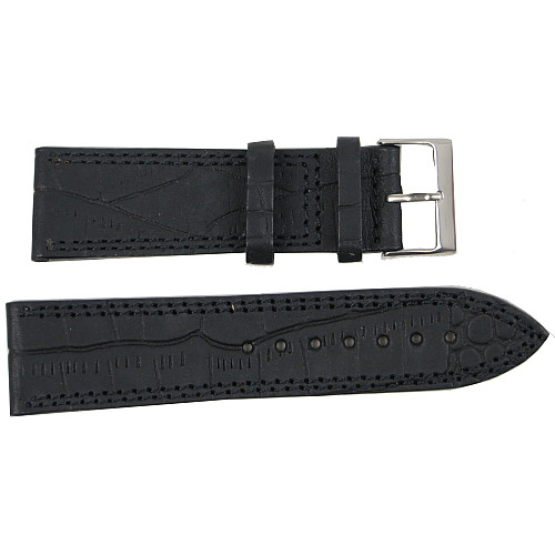Ремінець для годинників шкіряний Mykhail Ikhtyar 24 мм Чорний (S24-619S black)