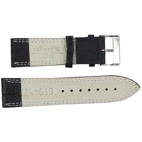 Ремінець для годинників шкіряний Mykhail Ikhtyar 24 мм Чорний (S24-619S black)