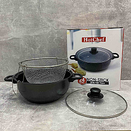 Фритюрница 24 см алюминиевая со стеклянной крышкой A-PLus 24 FP