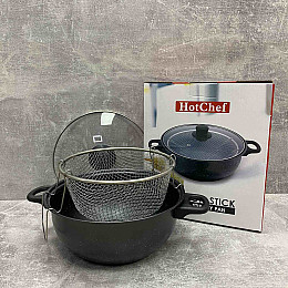 Фритюрница 24 см алюминиевая со стеклянной крышкой A-PLus 24 FP