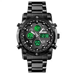 Часи наручні чоловічі Skmei 1389 Black - Black, 1389BK (12323-hbr)