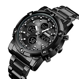 Часи наручні чоловічі Skmei 1389 Black - Black, 1389BK (12323-hbr)