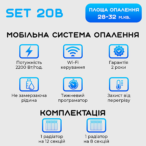 Умная мобильная система отопления электрическая ELECTRO SET 20B WI-FI 2200 Вт